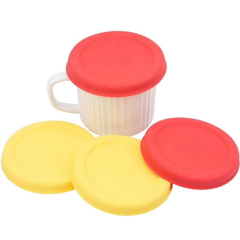PUREKRA Silicone Lids for Corningware 20 Ounce Mug, 4 Pack Reusable Cover, (Mug NOT Included) Dishwasher, Microwave and Freezer Safe (Yellow & Red) - Image 1