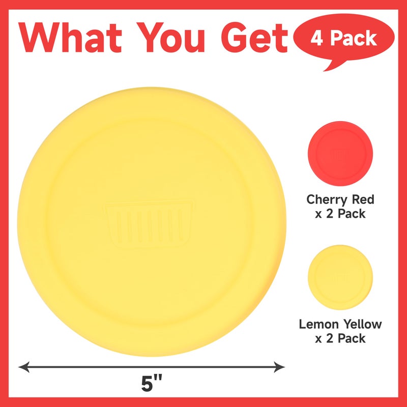 PUREKRA Silicone Lids for Corningware 20 Ounce Mug, 4 Pack Reusable Cover, (Mug NOT Included) Dishwasher, Microwave and Freezer Safe (Yellow & Red) - Image 2
