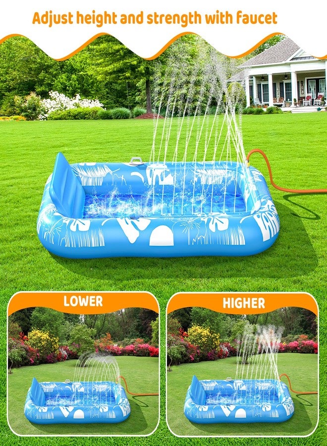 Voice-tank Inflatable Tanning Pool Lounger Float with Sprinkler, 77" x 48" Pool Floats Adult with Pillow, 6 in 1 Suntan Tub Raft Floatie with Drink Holder Sunbathing Water Lounge - Image 2
