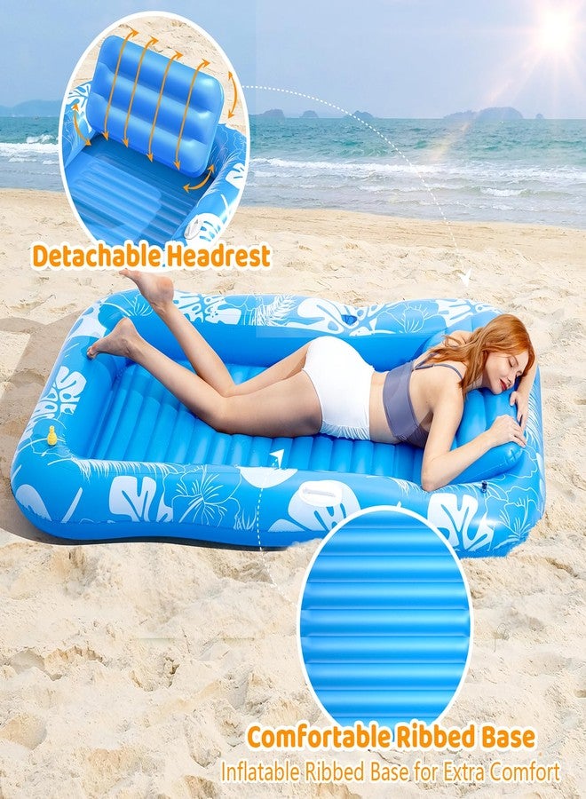 Voice-tank Inflatable Tanning Pool Lounger Float with Sprinkler, 77" x 48" Pool Floats Adult with Pillow, 6 in 1 Suntan Tub Raft Floatie with Drink Holder Sunbathing Water Lounge - Image 5
