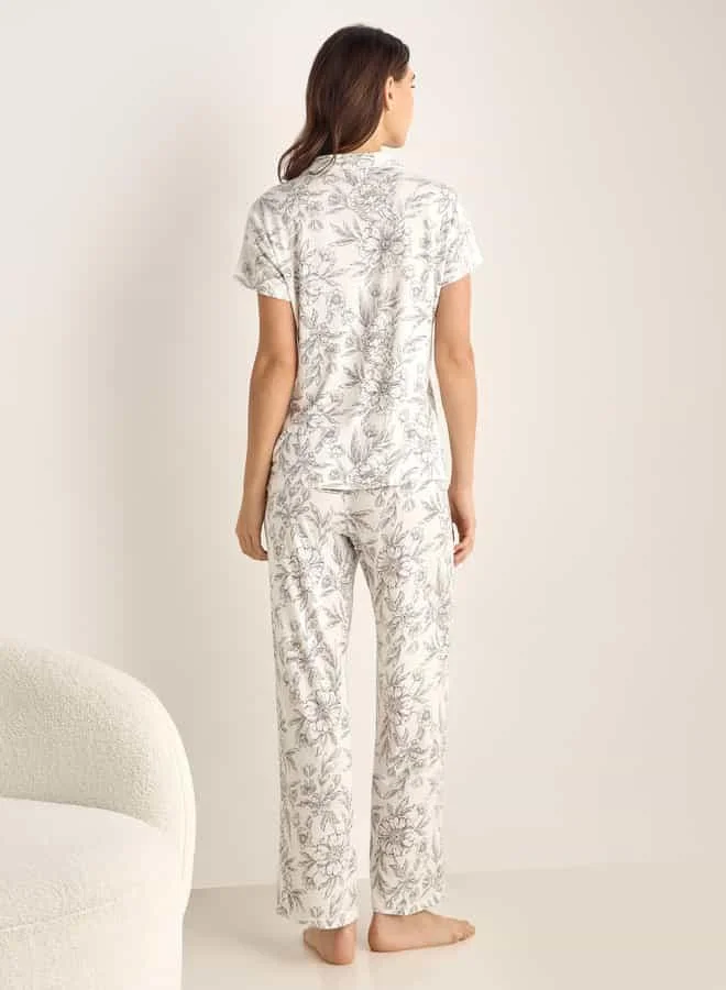 Splash FAV Floral Print Shirt and Pyjama Set