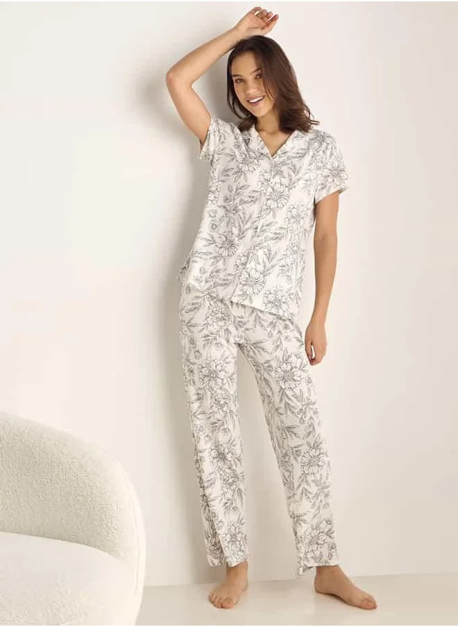 FAV Floral Print Shirt and Pyjama Set