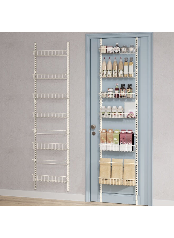 SONGMICS Over-the-Door Pantry Organizer, 6-Tier Pantry Organizers and Storage, Spice Rack, 6 Adjustable Baskets, Fits Door Height 77.3-83.4 Inches, Holds 88 lb, Wall Mounted, Cream White - Image 3