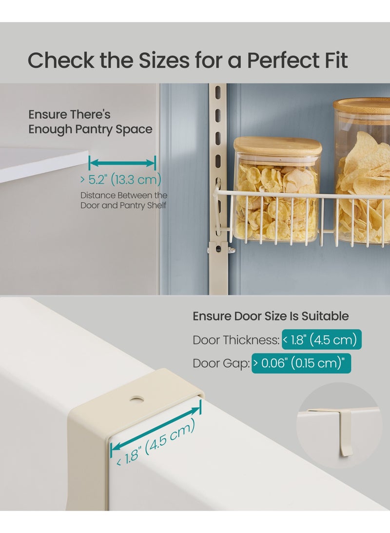 SONGMICS Over-the-Door Pantry Organizer, 6-Tier Pantry Organizers and Storage, Spice Rack, 6 Adjustable Baskets, Fits Door Height 77.3-83.4 Inches, Holds 88 lb, Wall Mounted, Cream White - Image 4