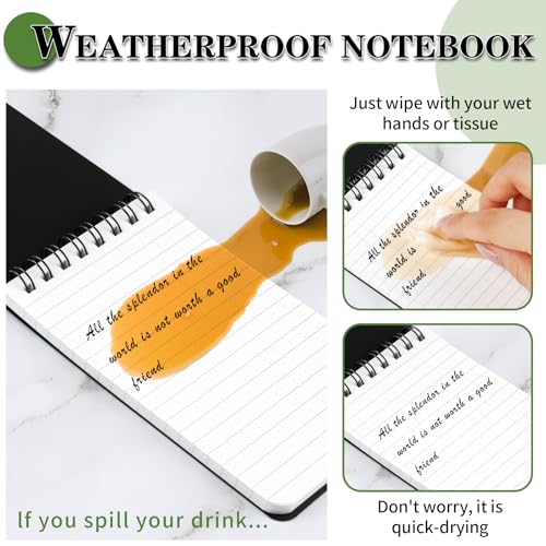 COIDEA Waterproof Notebook, 4 Pack Top-Spiral Pocket Notepad, 3" x 5" Weatherproof NotePad, All Weather Police Pocket Notebook Little Memo Steno Note Pads for Outdoor Office School Recording, Black - Image 4