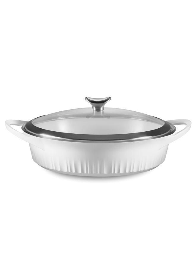 Corningware French White 4QT Cast Aluminum Braiser - Image 1