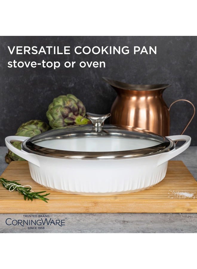 Corningware French White 4QT Cast Aluminum Braiser - Image 2