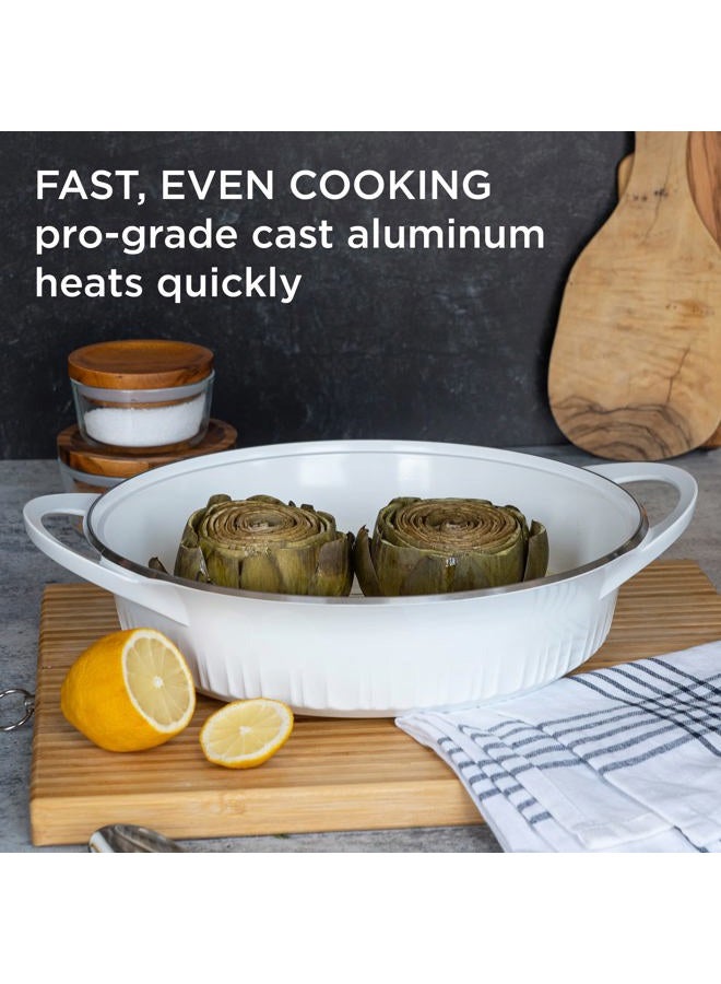 Corningware French White 4QT Cast Aluminum Braiser - Image 3