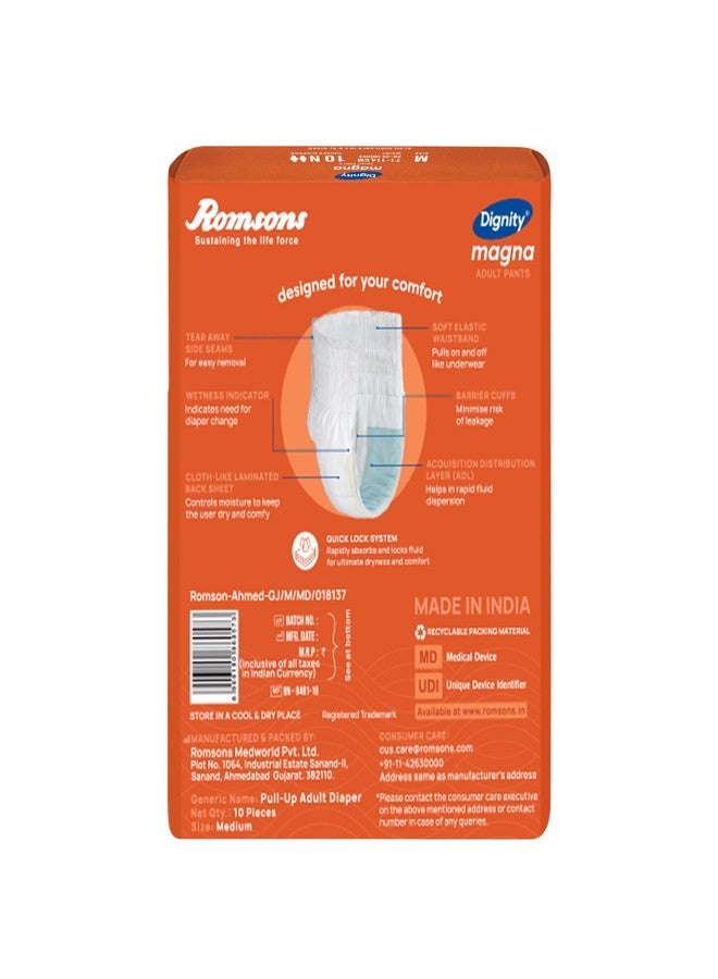 ديجنيتي حفاضات ديجنيتي ماجنا للكبار - مقاس XL/XXL (10 قطع) مع مؤشر للبلل وحماية من التسرب لمدة تصل إلى 8-10 ساعات. - Image 2