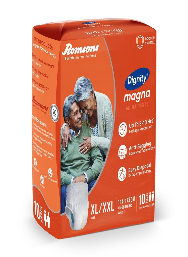 ديجنيتي حفاضات ديجنيتي ماجنا للكبار - مقاس XL/XXL (10 قطع) مع مؤشر للبلل وحماية من التسرب لمدة تصل إلى 8-10 ساعات. - Image 1
