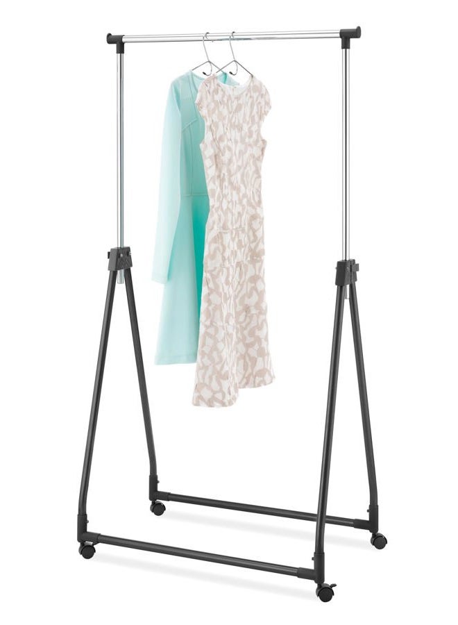 Whitmor Folding Garment Rack - Rolling Clothes Hanger - Adjustable Height - Black - Image 3