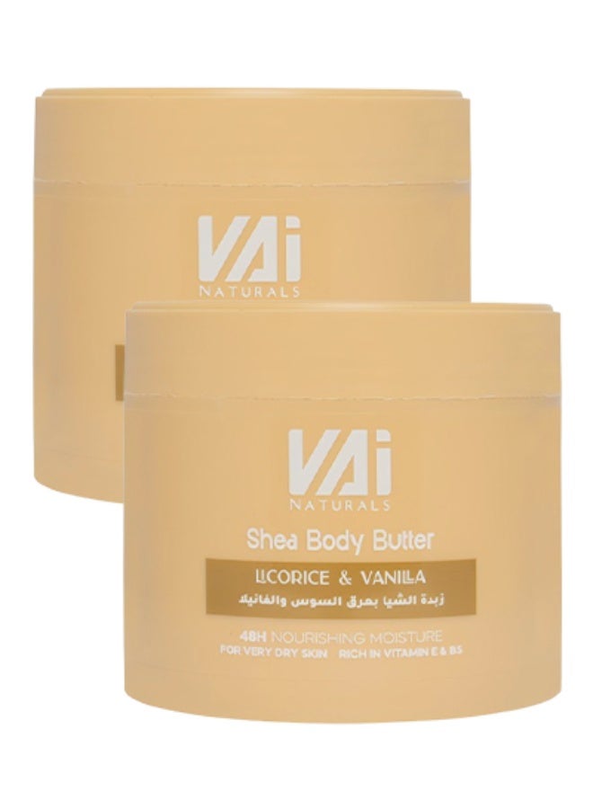 VAI 2 قطع زبدة الشيا للجسم برائحة العرقسوس والفانيليا ترطيب مغذي يدوم 48 ساعة للبشرة شديدة الجفاف غنية بفيتامين هـ - Image 1