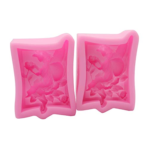 HengKe 2 PcsFairy or Angel Silicone Mold,for Sugarcraft Cake Decoration, Cupcake Topper, Polymer Clay,Fondant Molds-Small, Resin Epoxy, Jewelry Making, Soap Wax Making Decoration, Crafting Projects - Image 3
