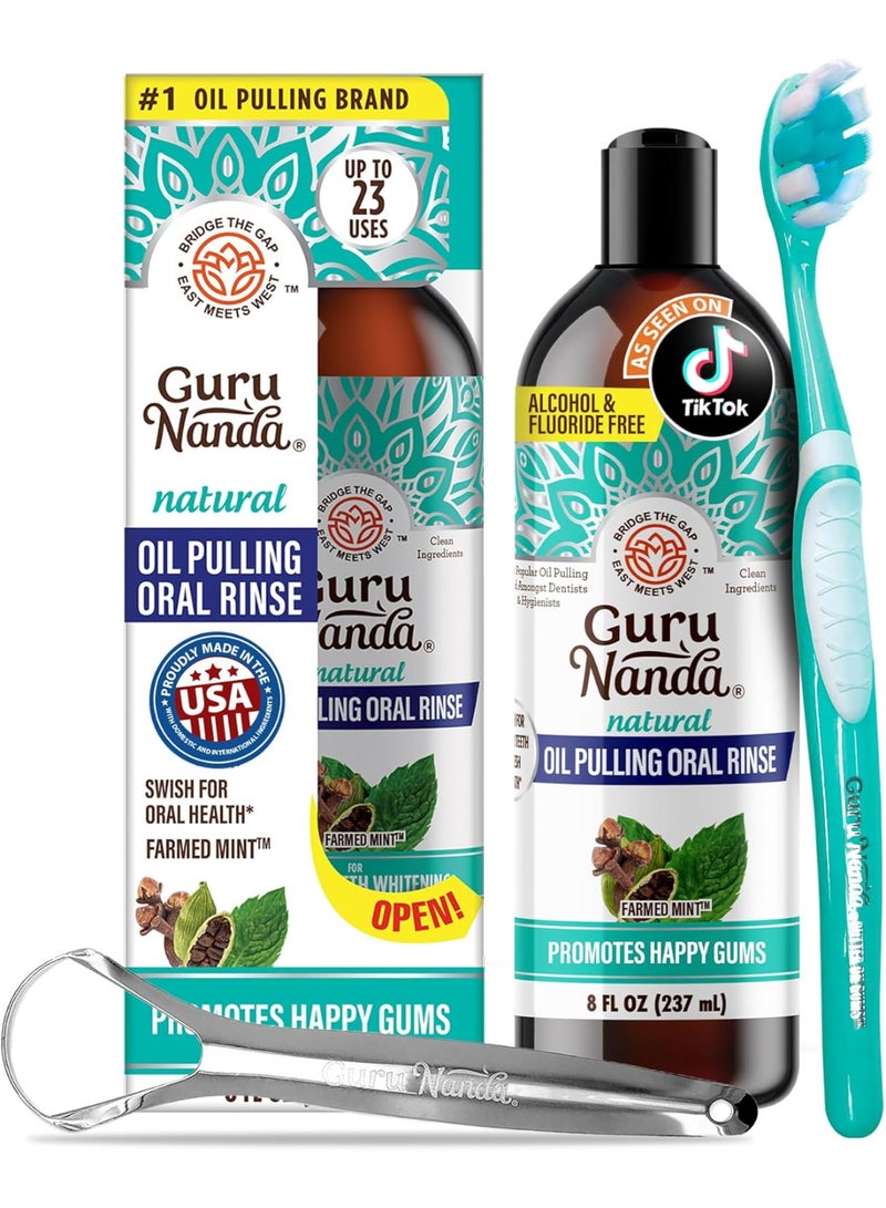 جوراناندا غسول فم مُبيض بزيت جوز الهند من جوروناندا (ميكي دي)، نفس منعش، 7 زيوت عطرية وفيتامينات لصحة الأسنان واللثة، خالٍ من الكحول، 8 أونصة - Image 1