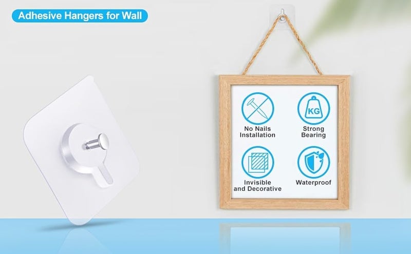 WOW Interiors WOW Interiors PVC Wall Hooks for Bathroom Accessories Without DrillTransparent Photo Frame 8Pcs  - Image 5