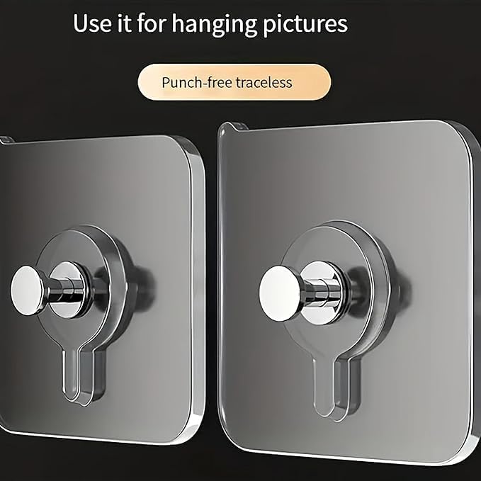 WOW Interiors WOW Interiors PVC Wall Hooks for Bathroom Accessories Without DrillTransparent Photo Frame 8Pcs  - Image 2