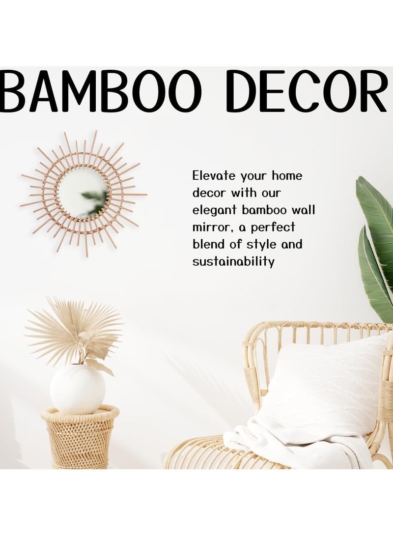 BAMBOO DECOR Handmade Wall Hanging Decor Bamboo Wall Art For Living Room - Bedroom- Kitchen-Office- Restaurant (Sun Mirror) - Image 2