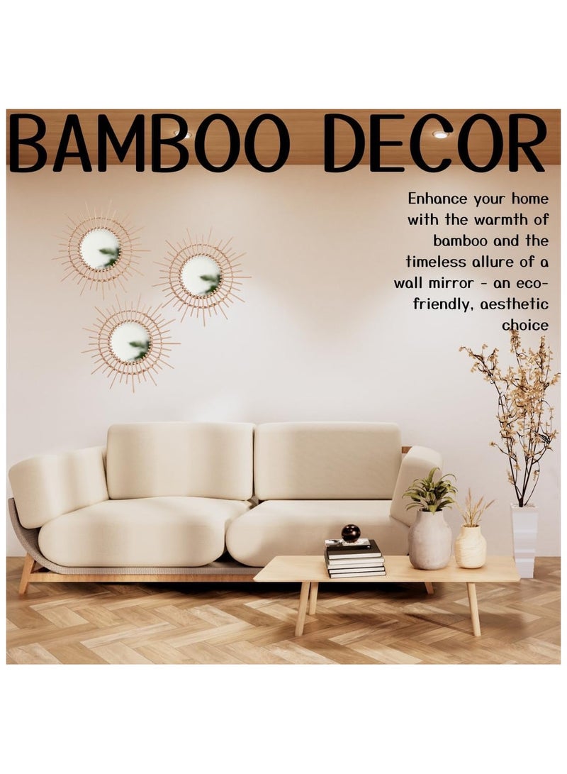 BAMBOO DECOR Handmade Wall Hanging Decor Bamboo Wall Art For Living Room - Bedroom- Kitchen-Office- Restaurant (Sun Mirror) - Image 3
