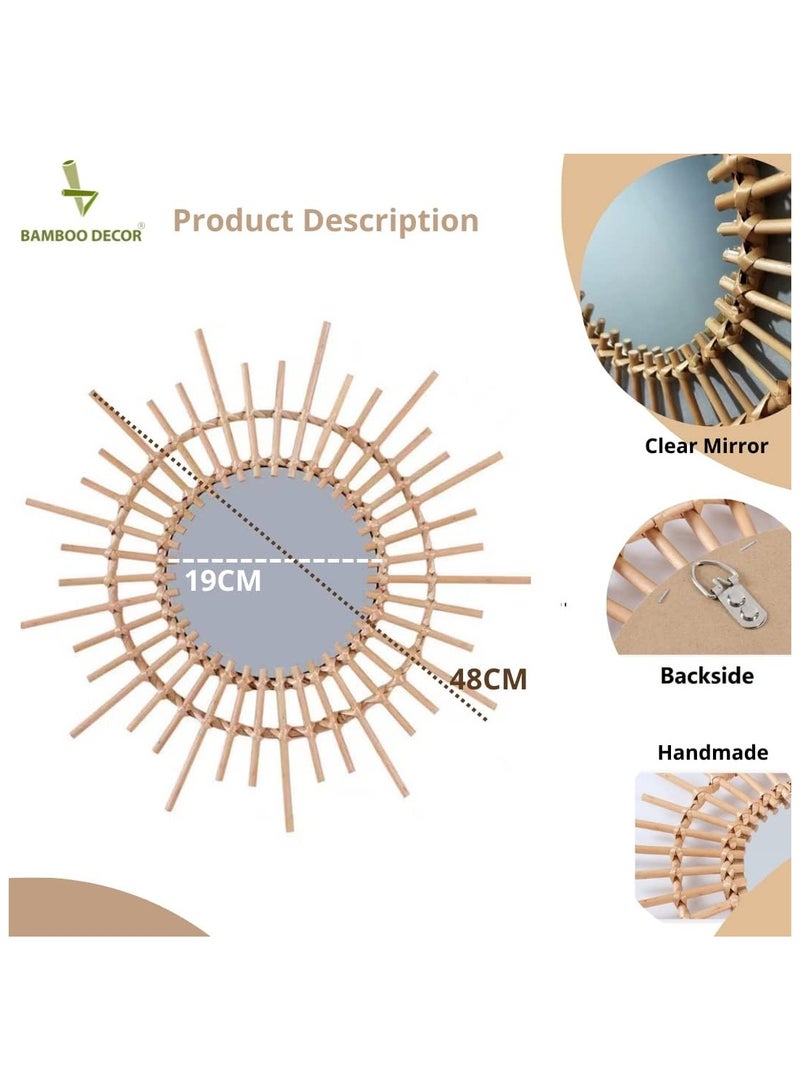 BAMBOO DECOR Handmade Wall Hanging Decor Bamboo Wall Art For Living Room - Bedroom- Kitchen-Office- Restaurant (Sun Mirror) - Image 4