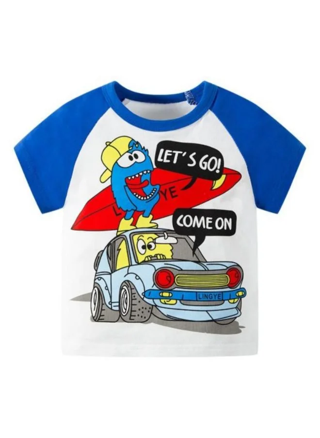 YUNIQEE White Printed Short Sleeve Crew Neck T-Shirt