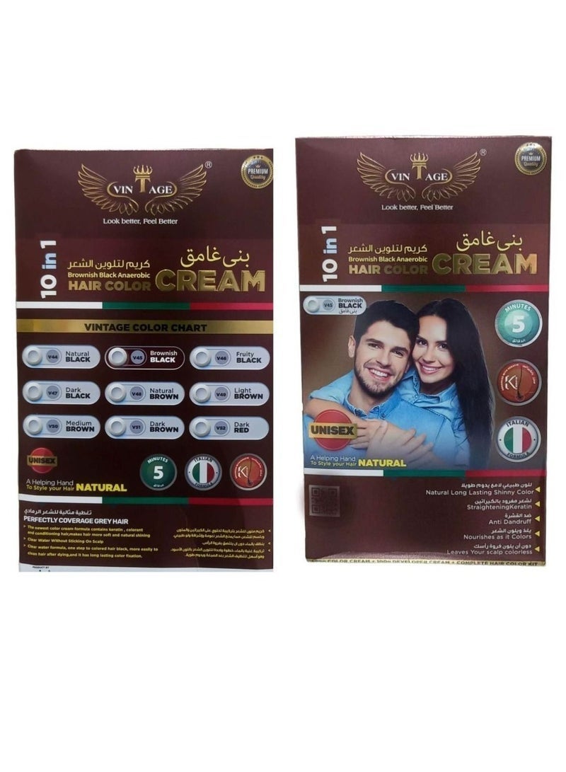 vintage Hair Color Cream 10 in 1 Brownish Black (V45) - Image 1