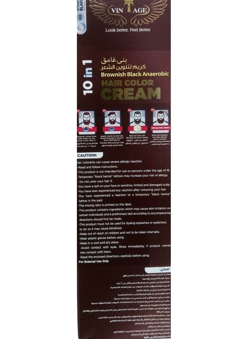 vintage Hair Color Cream 10 in 1 Brownish Black (V45) - Image 3