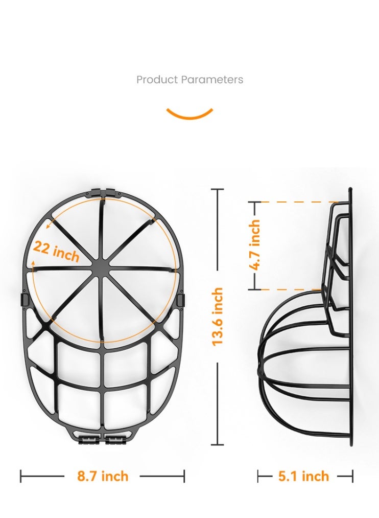 HOMESTAR غسالة القبعات ، إطار غسيل قبعة البيسبول ، قفص تنظيف القبعات لمنع تشوه القبعات ، حامل القبعات المثالي لحماية القبعات وتنظيم التخزين ، رفوف حماية القبعات لغسالة الملابس ، أسود ، 13.6 بوصة - Image 2
