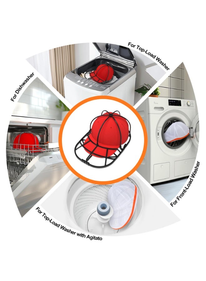 HOMESTAR غسالة القبعات ، إطار غسيل قبعة البيسبول ، قفص تنظيف القبعات لمنع تشوه القبعات ، حامل القبعات المثالي لحماية القبعات وتنظيم التخزين ، رفوف حماية القبعات لغسالة الملابس ، أسود ، 13.6 بوصة - Image 4