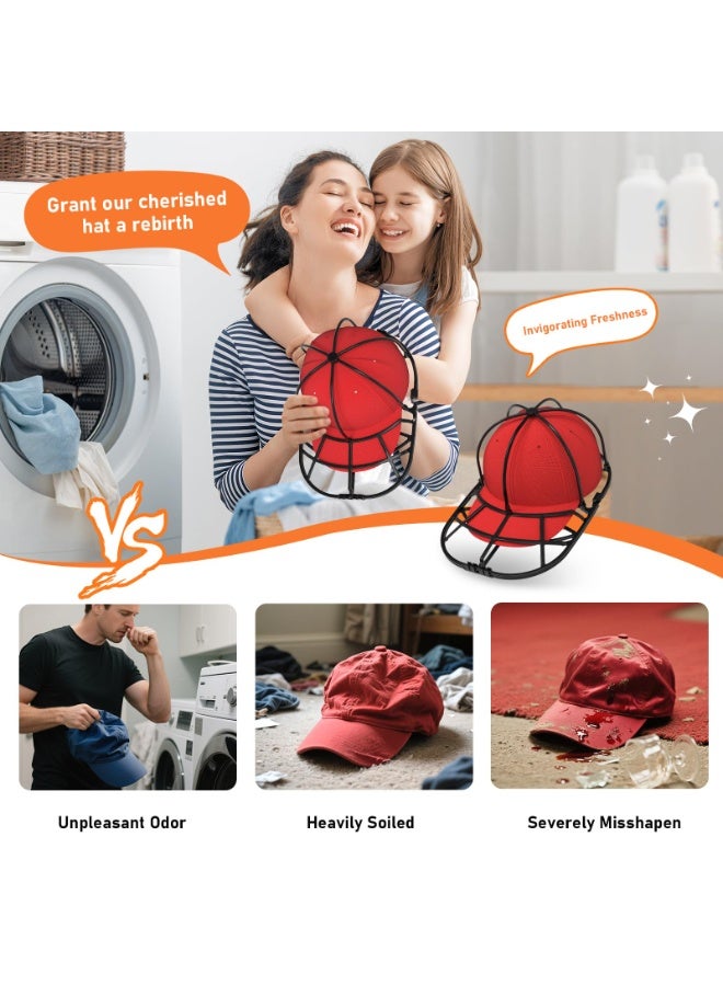 HOMESTAR غسالة القبعات ، إطار غسيل قبعة البيسبول ، قفص تنظيف القبعات لمنع تشوه القبعات ، حامل القبعات المثالي لحماية القبعات وتنظيم التخزين ، رفوف حماية القبعات لغسالة الملابس ، أسود ، 13.6 بوصة - Image 5