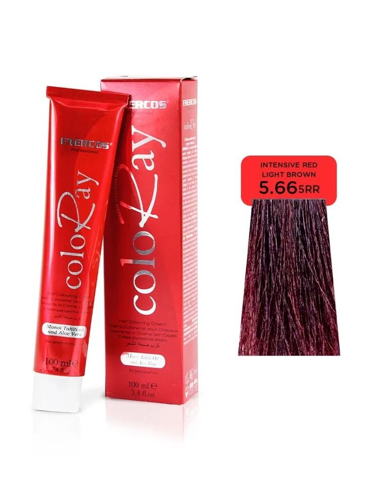 ENERCOS PROFESSIONAL Coloray Ammonia-Free Permanent Hair Color - Intensive Red Light Brown 5.66 - Vibrant, Long-Lasting Salon-Quality Color with Shine - 100ml