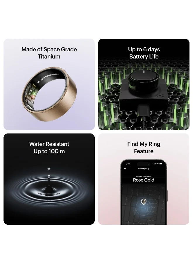 ULTRAHUMAN Ring AIR - Advanced sleep-tracking wearable, HRV & Temperature Monitoring,Track workout, movement & recovery, Water resistant, 6 Days Battery Life with Lifetime Free Subscription (Size 5)