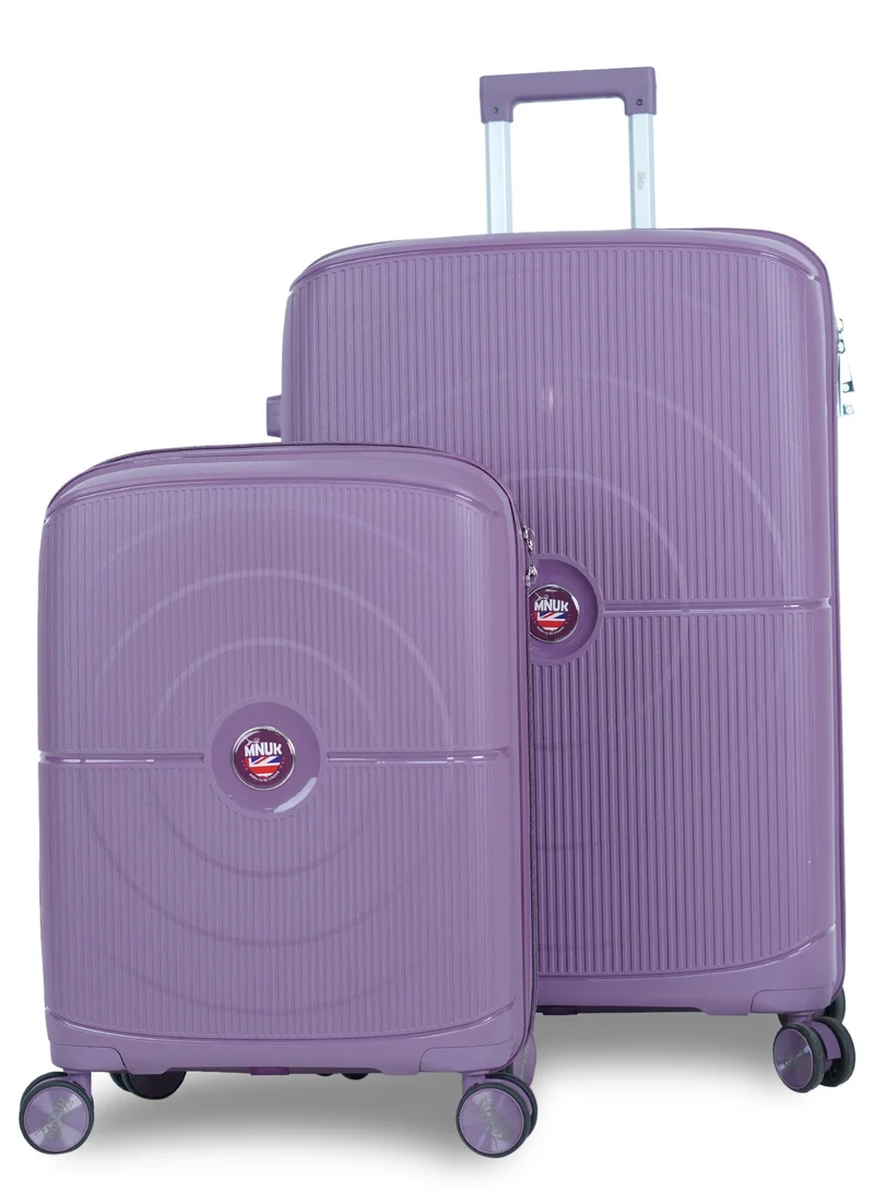 MNUK PREMIO Set of 2 Luggage| Polypropylene (PP) Hardside Luggage Trolley|Double 360° 4 Wheeler| Cabin-20 Inch, Large-28 Inch|Purple