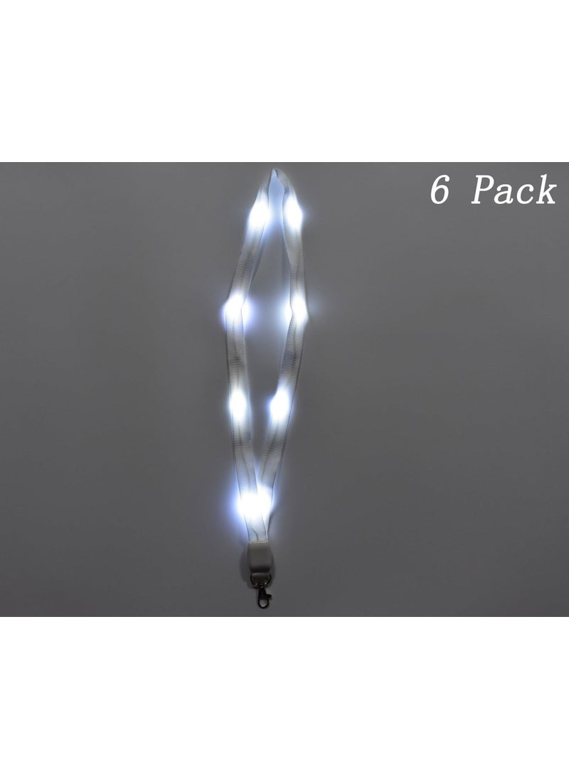 AMNQUERXUS 6 Pack Christmas LED Necklace Light Up Lanyards Carnival Cruise Lanyard for Women Men Disney Disneyland Trip Ship Cards Glow in the Dark Party Lanyard White  - Image 2