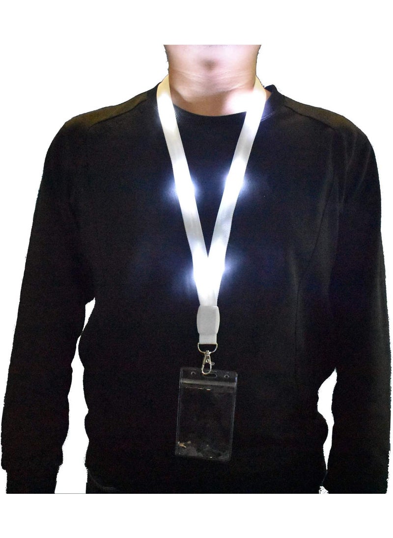 AMNQUERXUS 6 Pack Christmas LED Necklace Light Up Lanyards Carnival Cruise Lanyard for Women Men Disney Disneyland Trip Ship Cards Glow in the Dark Party Lanyard White  - Image 5