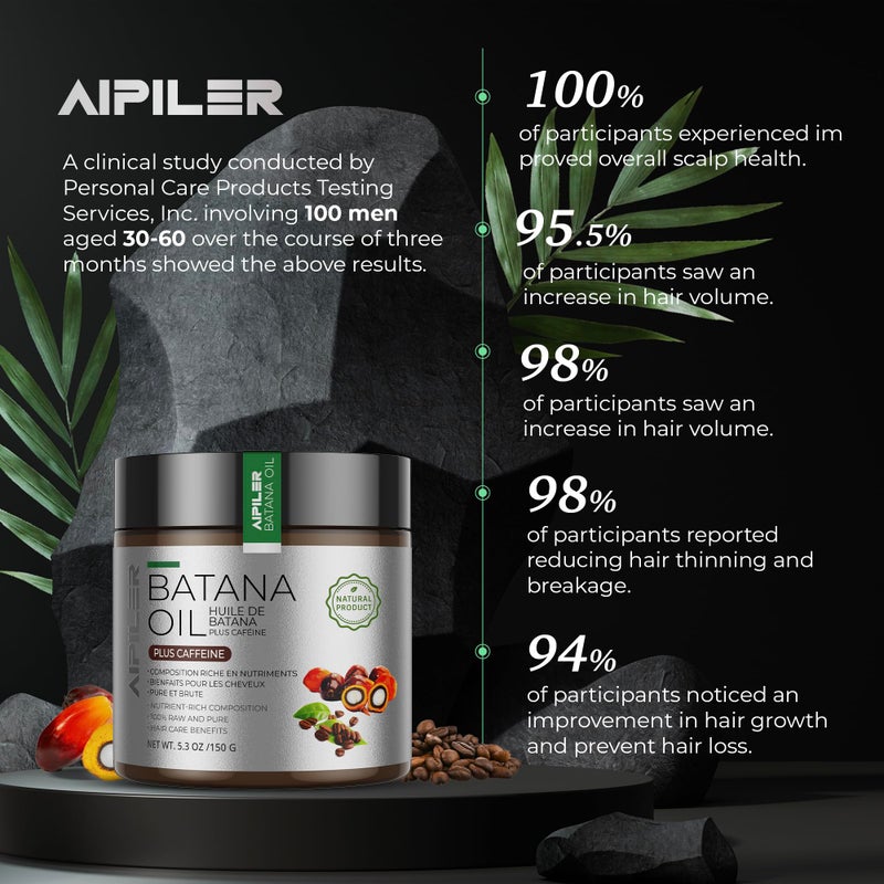 AIPILER Batana Oil for Hair Strenthening: Dr Sebi 100% Pure and Raw Honduras Hair Treatment Oil - Pre or Post Shower Hair care for Curly/Coily/Wavy Hair 5.3oz (Caffeine) - Image 5
