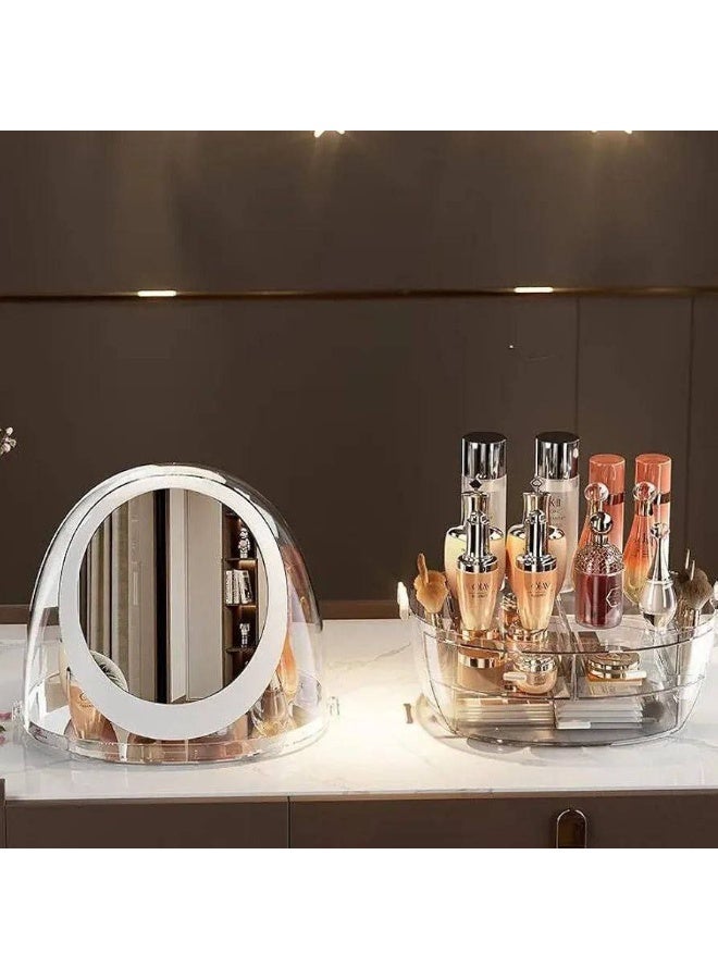 منظم مكياج فاخر مزود ب مرايه دوارة ولمبه و 3 ادراج ووصله USB - Image 5