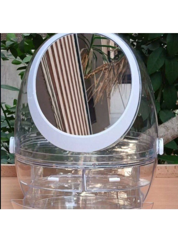 منظم مكياج فاخر مزود ب مرايه دوارة ولمبه و 3 ادراج ووصله USB - Image 4