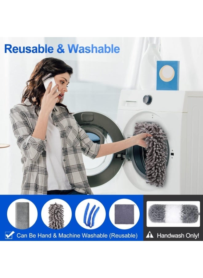 Bukela Microfiber Duster Kit (11PCS) - Washable Dusters with Extension Pole (30 to 100 in) for Cleaning Ceilings, Fans, Furniture - Image 3