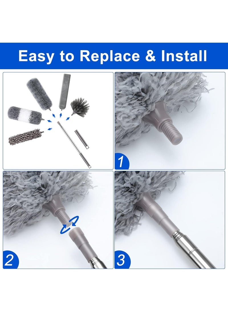 Bukela Microfiber Duster Kit (11PCS) - Washable Dusters with Extension Pole (30 to 100 in) for Cleaning Ceilings, Fans, Furniture - Image 4