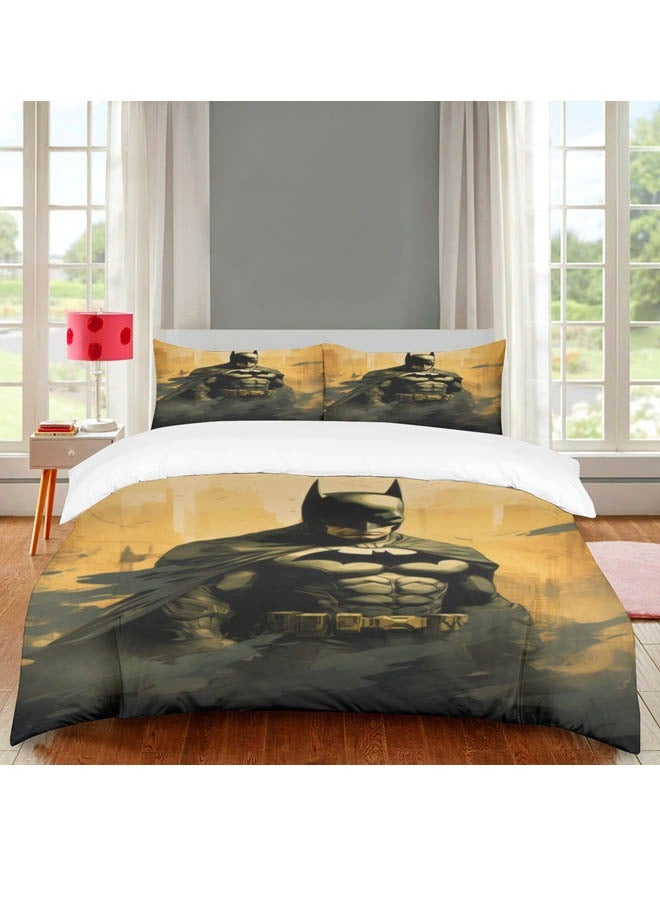 Cartoon Batman pattern bedding three-piece set of soft microfiber polyester sheets including cover and two pillowcases (size 150cmX200cm)  - Image 2