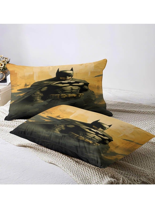 Cartoon Batman pattern bedding three-piece set of soft microfiber polyester sheets including cover and two pillowcases (size 150cmX200cm)  - Image 4