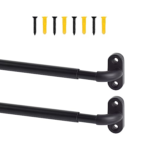 TYRON TYRON TYRON 2 Pack Screwed Sash Curtain Rod Adjustable 9-12 Inch, 3/8 In. Diameter, Mini Sidelight Window Rod (Black) - Image 1