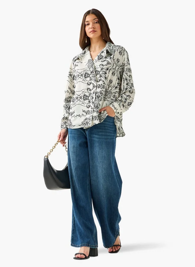 سبلاش فيڤ Shirt with Floral Print