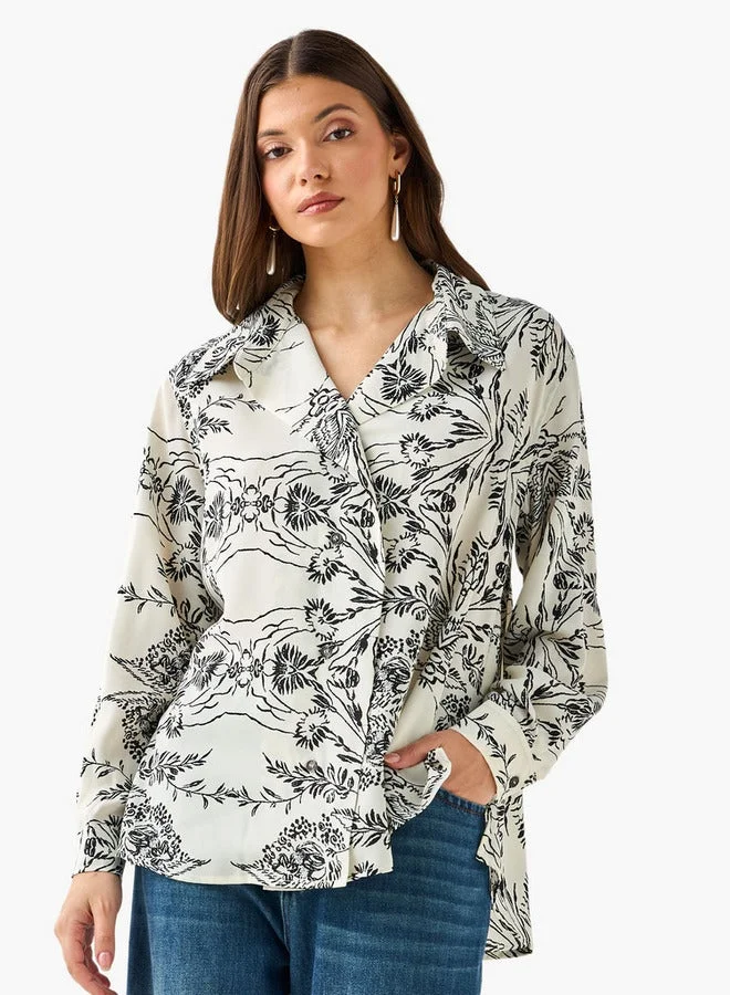 سبلاش فيڤ Shirt with Floral Print