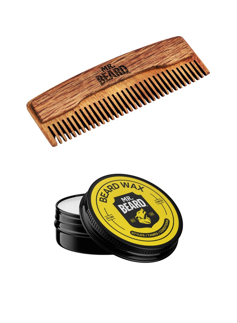 Mr.Beard Tame & Frame Beard Kit (Beard Wax + Wooden Comb)