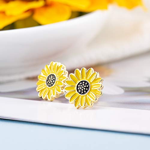 Jeka Sunflower Stud Earrings for Women Dainty Daisy Earrings Fashion Cute Boho Bff Studs Post Earring Jewelry for Friends 10mm 3g - Image 3