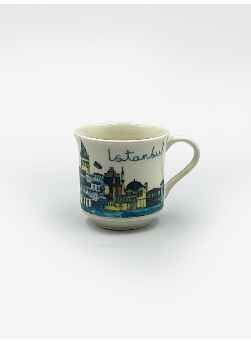 Authentic Espresso & Turkish Coffee Cup Set with White Istanbul Design – 2 Pieces | Made in Turkey - Image 3