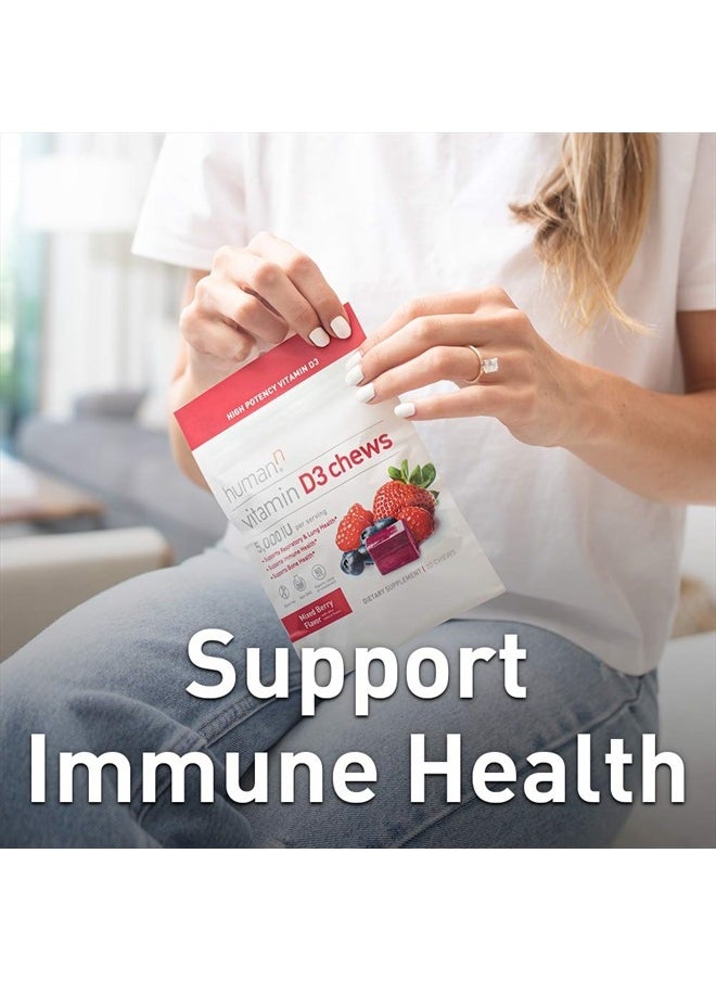 Vitamin D3 Chews - High Potency Vitamin D3 5000iu (125mcg) Helps Support Healthy Mood, Immune Support, Respiratory Health & Bone Health, Mixed Berry Flavor, 30-Count