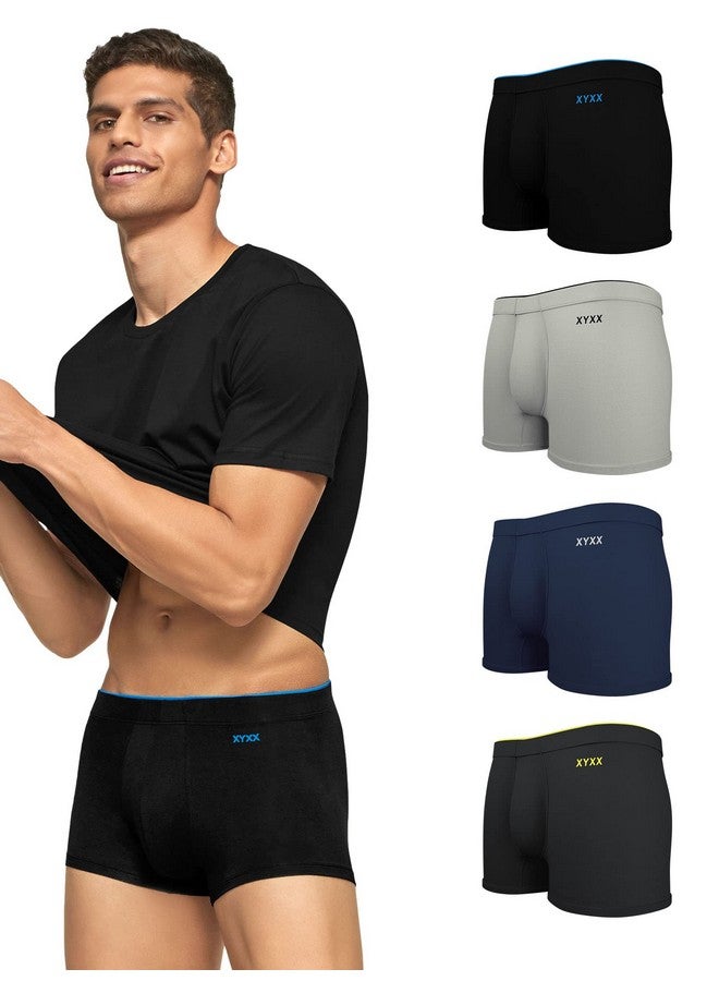 XYXX XYXX Men's Underwear Uno IntelliSoft Antimicrobial Micro Modal Trunk Pack of 5 (Dress Blue ; Coral Grey ; Black ; Heather Grey ; Black; XL)  - Image 1