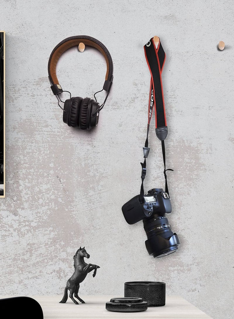 Zikra 6-Pack Decorative Wooden Wall Hooks for Coats, Hats, and Bags - Beech Coat and Towel Hangers with Screws, 2.3" Wall-Mounted Hook Set for Home Organization. - Image 4